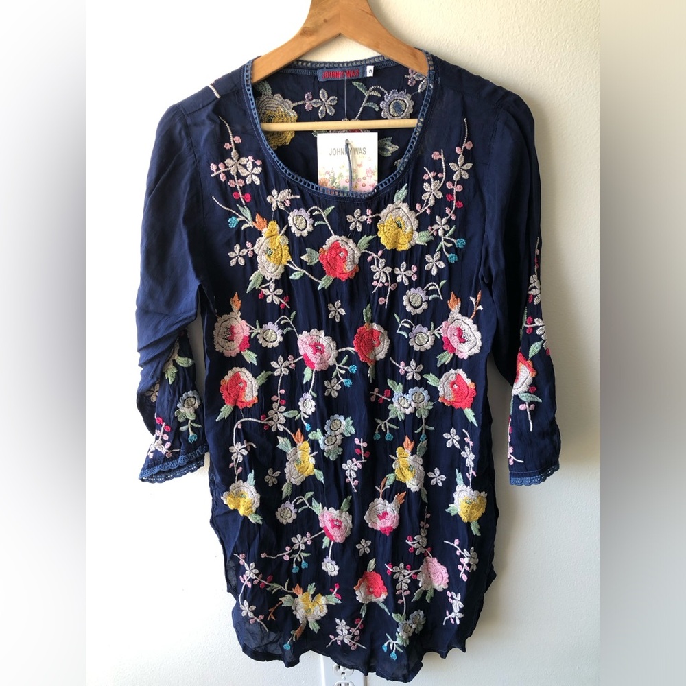 [S] NWT Johnny Was Playa Tunic Beautiful Embroidered Floral Blouse - AS IS